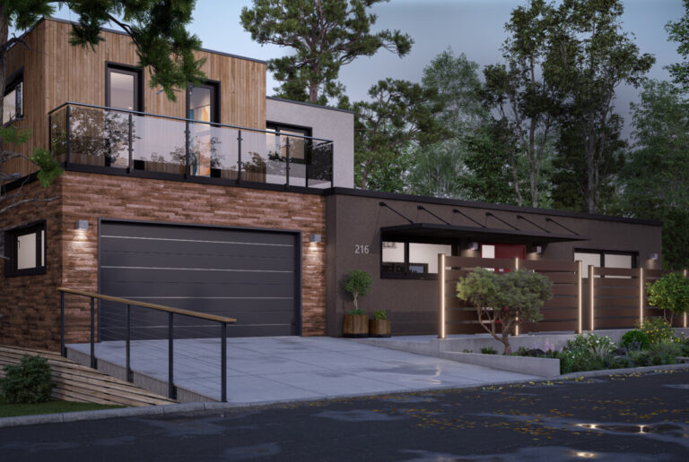 Porte sectionnelle nervurée avec insert décoratif Alunox à Nancy.