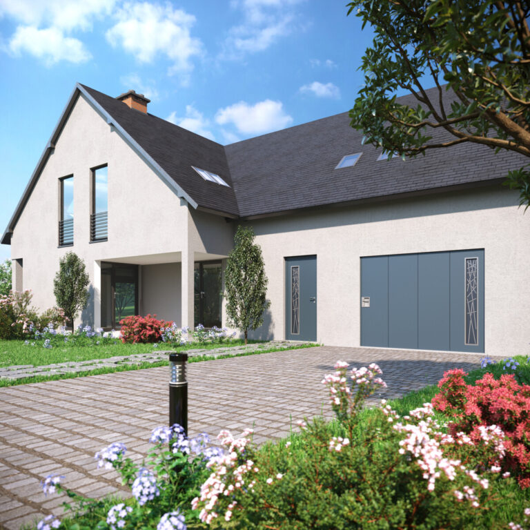 Porte de garage sectionnelle latérale avec décors, Metzger, Lorraine