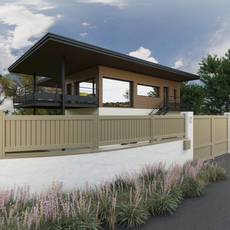 Clôture aluminium beige traditionnelle Metzger à Longwy